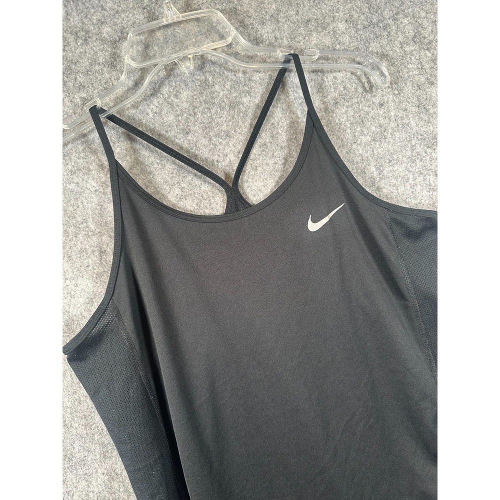 Nike DRI-FIT Racerback Athletic Tank Top Womens Large Black Swoosh Mesh